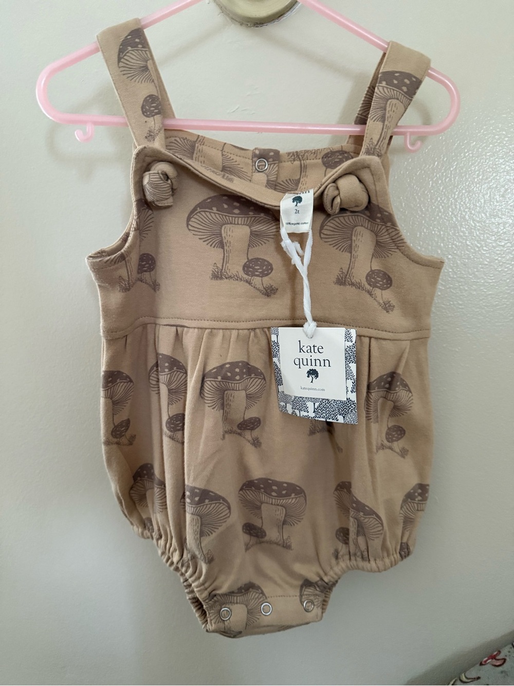 kate quinn Tan Mushroom-Print Romper